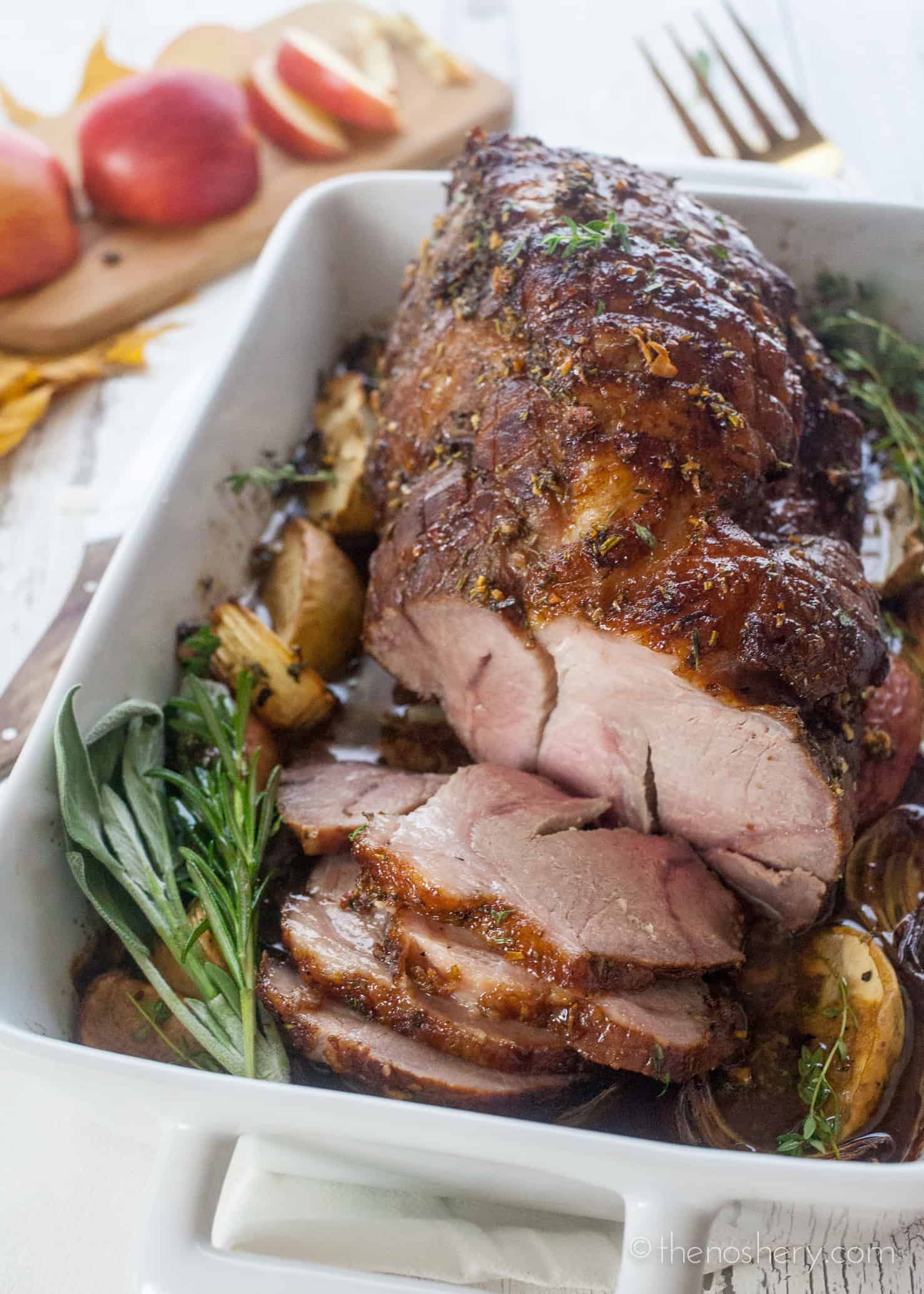 Slow-Cooked Pork Shoulder with Apple and Cider Glaze