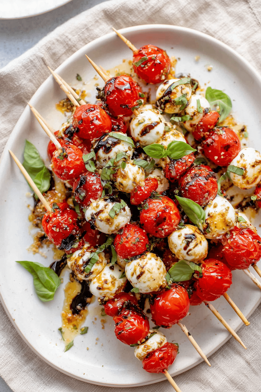 Grilled Tomato and Mozzarella Skewers with Oregano