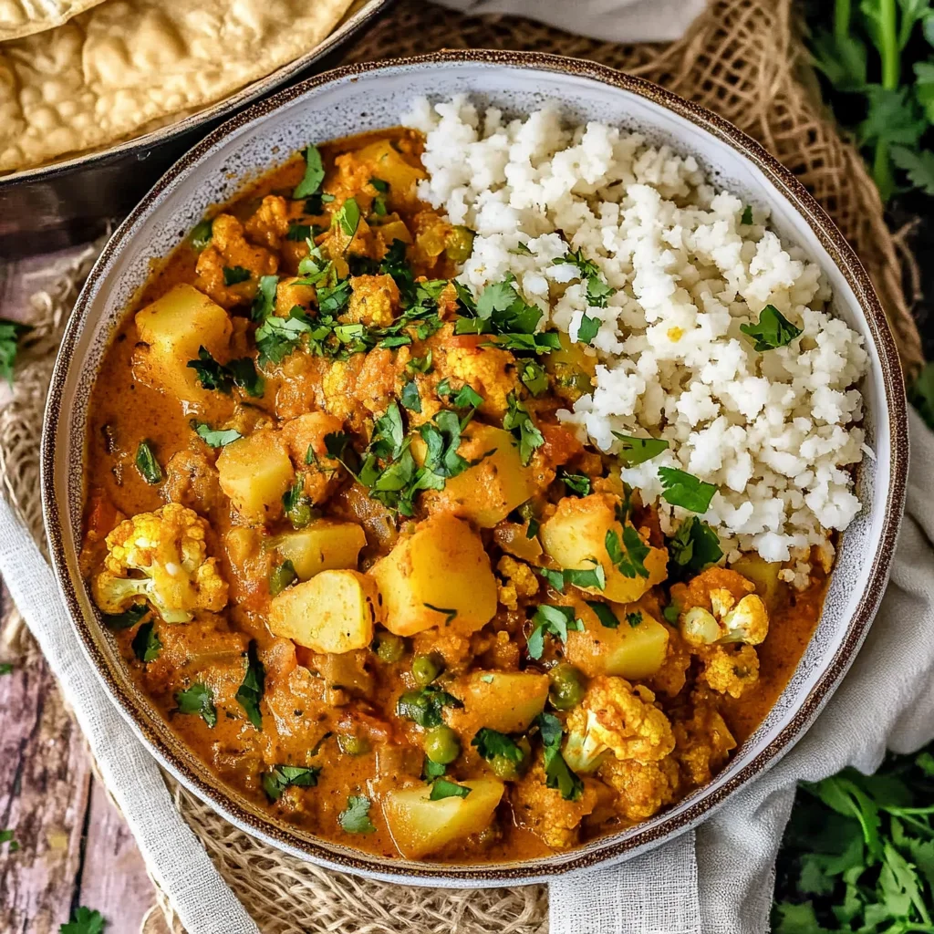 Simmered Cauliflower and Potato Curry with Whole Cumin Seeds