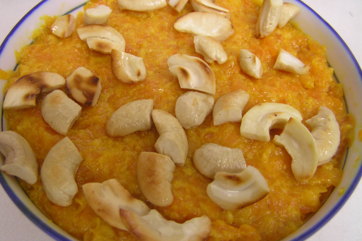 Slow-Cooked Carrot Pudding with Cardamom and Almonds
