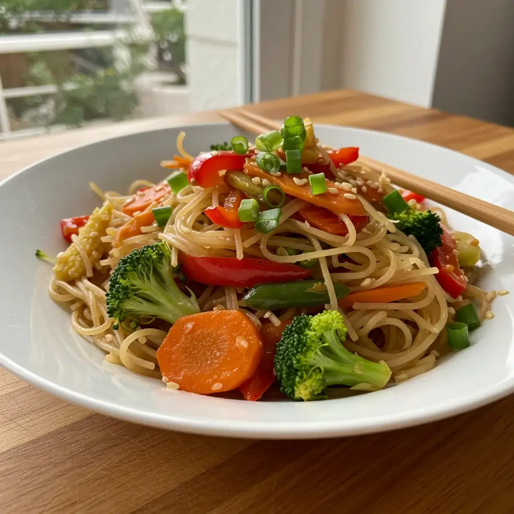 Chicken and Veggie Stir-Fry with Rice Noodles