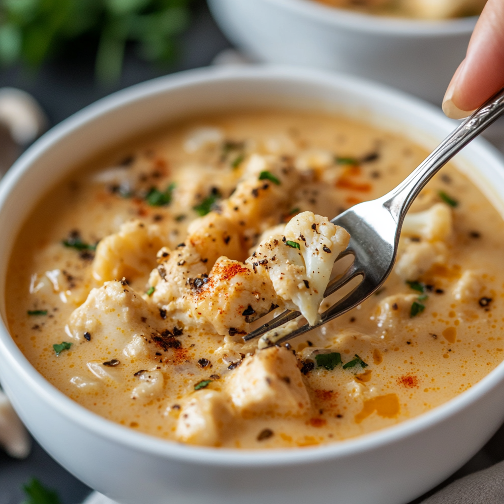 Cauliflower and Chicken Soup with Fresh Herbs