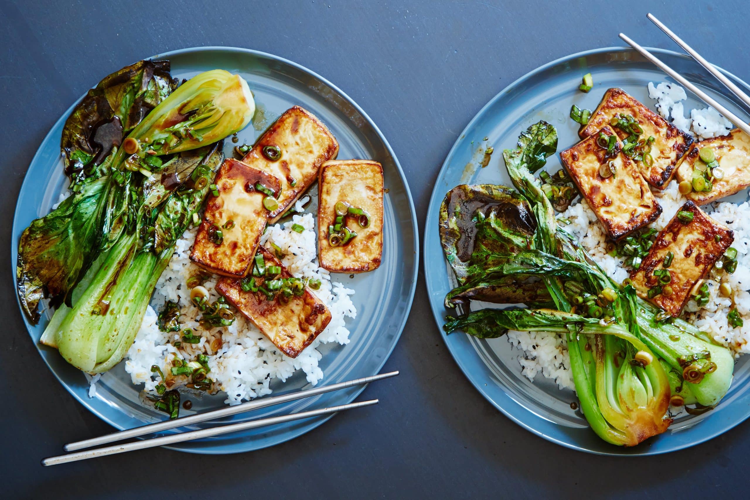 Miso-Glazed Tofu with Bok Choy and Sesame Rice