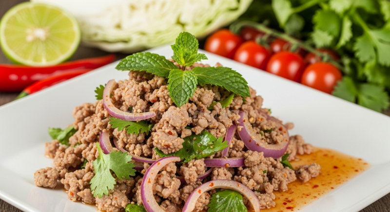 Minced Pork Salad with Lime and Fresh Herbs