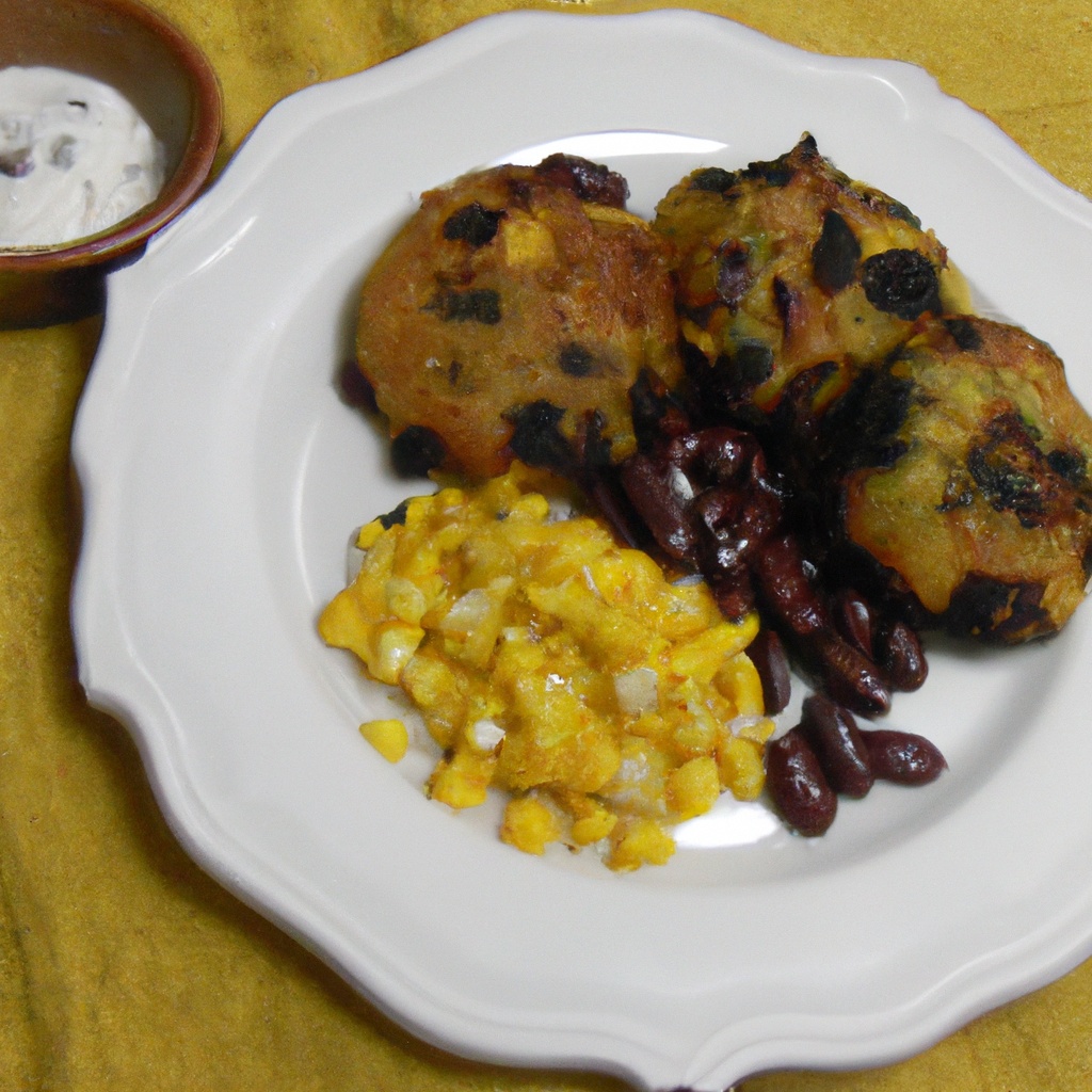 Crispy Corn and Black Bean Fritters with Avocado Crema