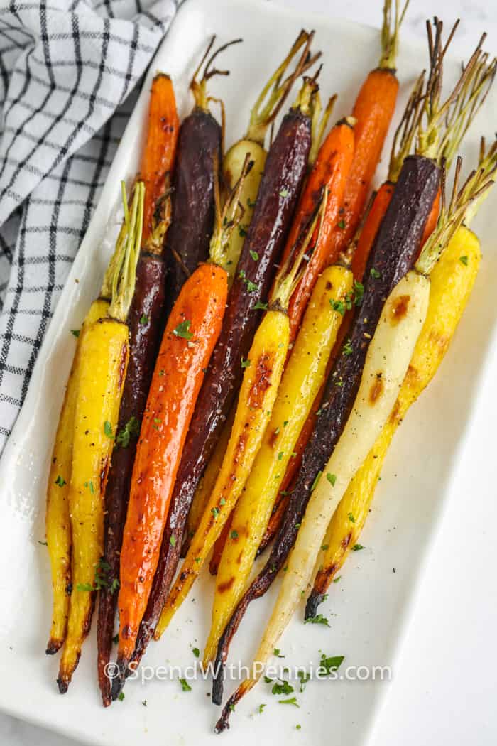 Roasted Rainbow Carrots with Rosemary and Honey