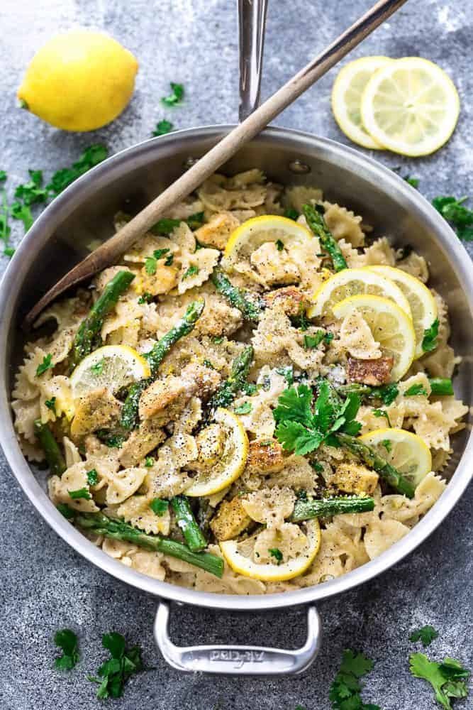 Lemon-Garlic Pasta with Asparagus and Peas
