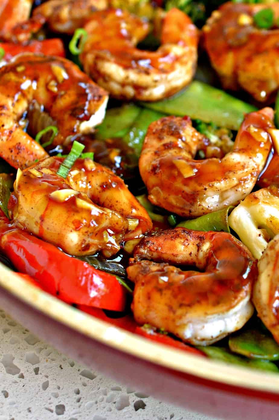 Stir-Fried Shrimp with Bell Peppers and Spicy Garlic Sauce