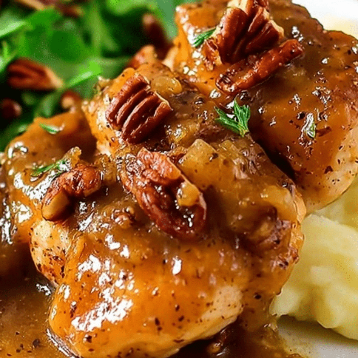 Baked Pecan-Crusted Chicken with Maple-Bourbon Glaze