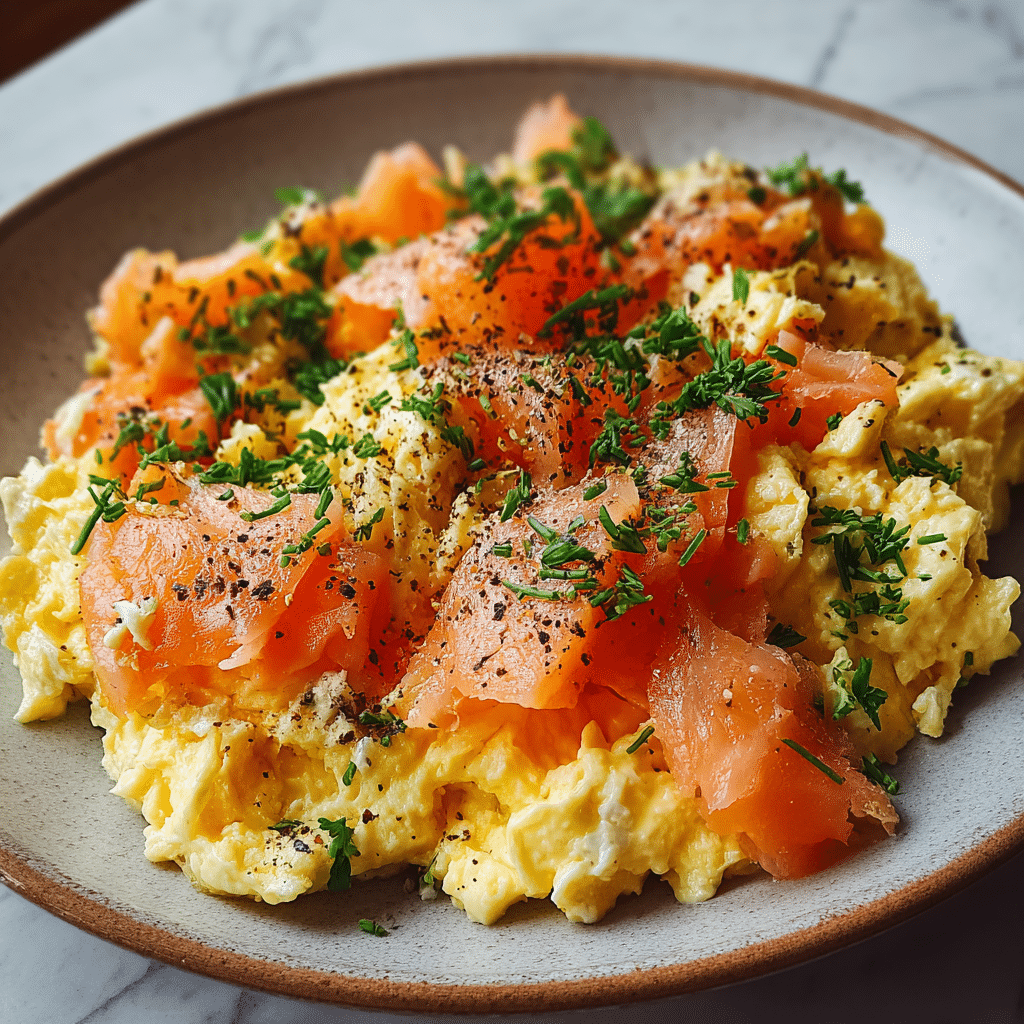 Gently Scrambled Eggs with Smoked Salmon and Chives