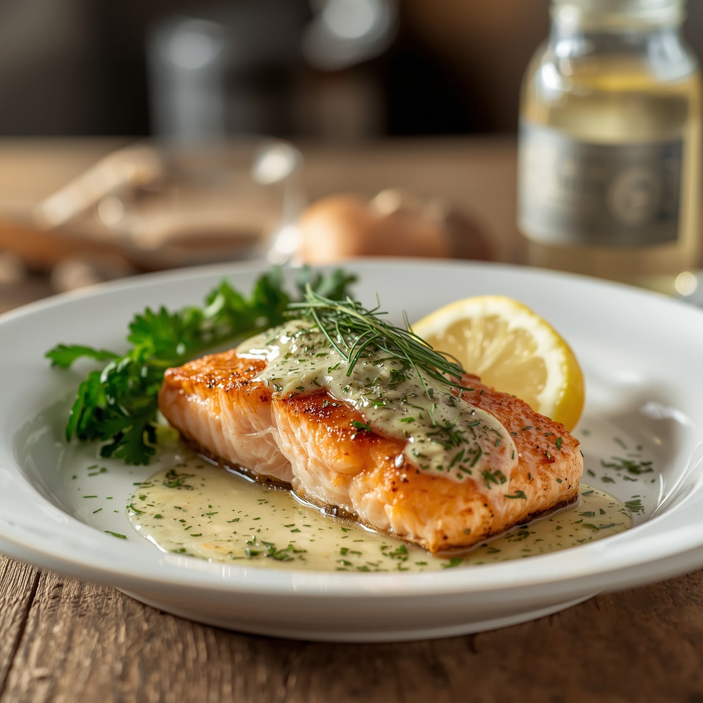 Pan-Seared Salmon with Herb-Infused Butter and Asparagus