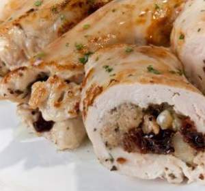 Apple-Raisin Stuffed Chicken Breast with Dill Cream Sauce