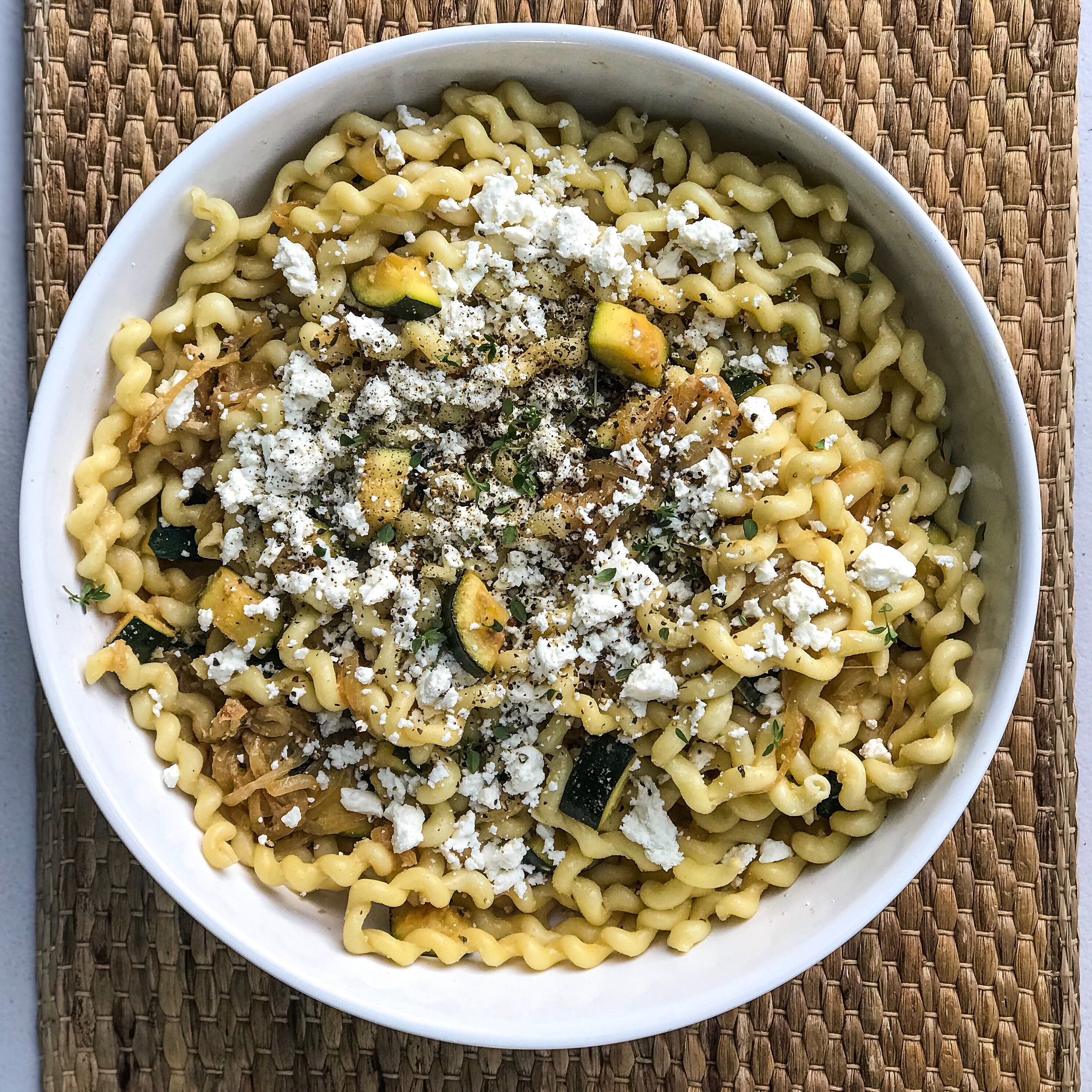 Mediterranean Zucchini and Feta Pasta