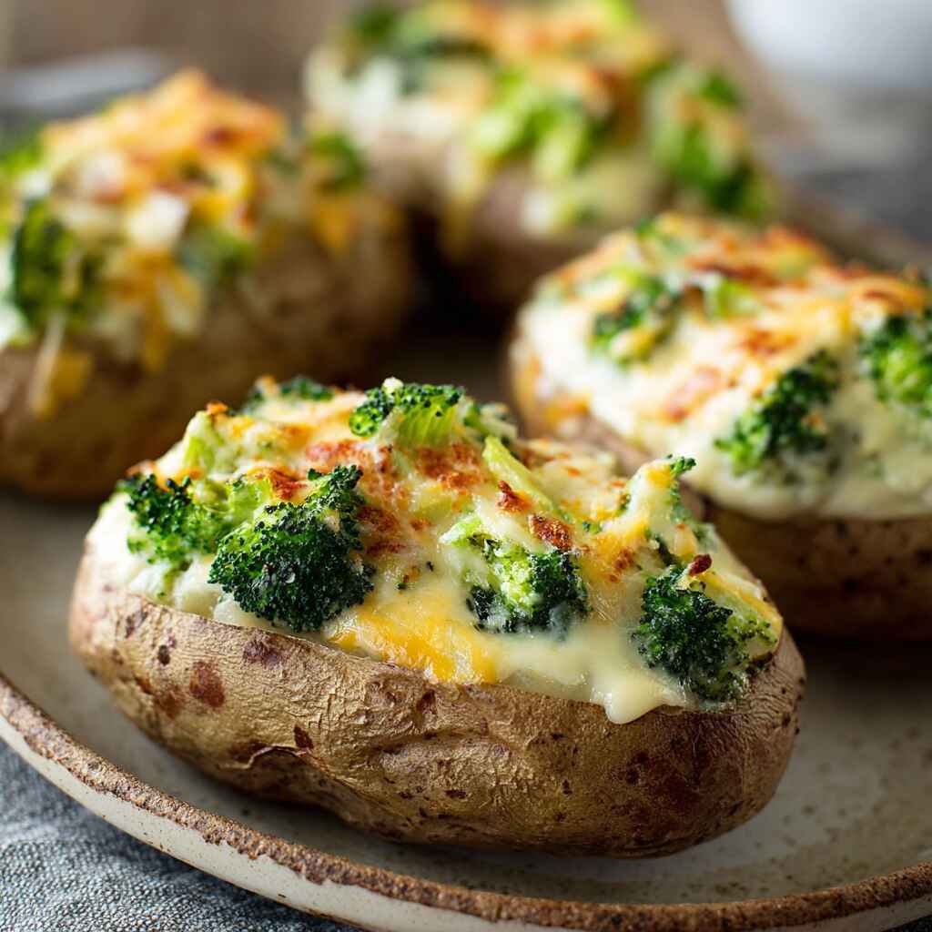 Broccoli and Carrot Stuffed Potatoes with Cheese
