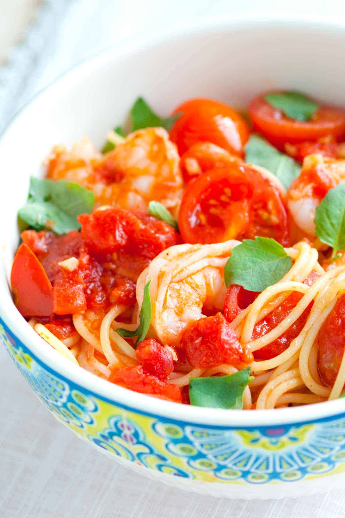 One-Pan Tomato Basil Pasta with Shrimp