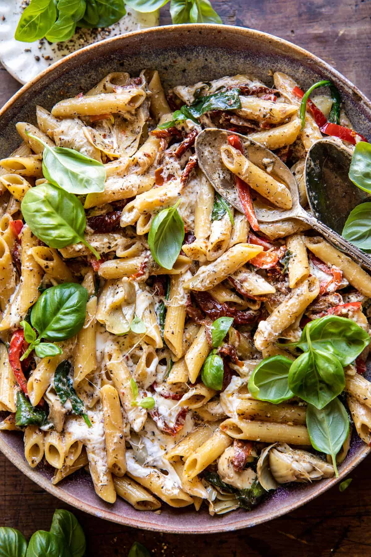 One-Pot Sun-Dried Tomato Pasta with Spinach