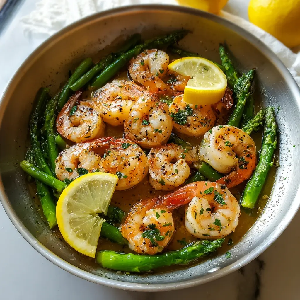 One-Pot Lemon Garlic Shrimp with Asparagus and Quinoa