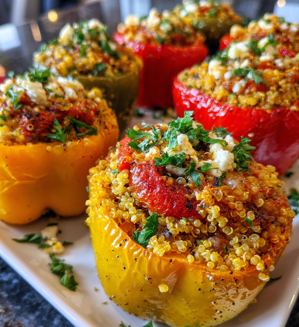 Quinoa and Feta Stuffed Bell Peppers with Fresh Herbs