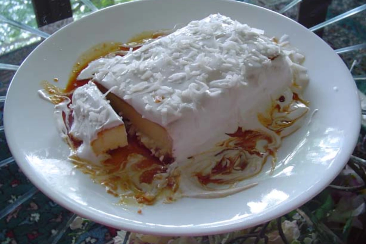 Baked Mango Flan with Coconut Cream