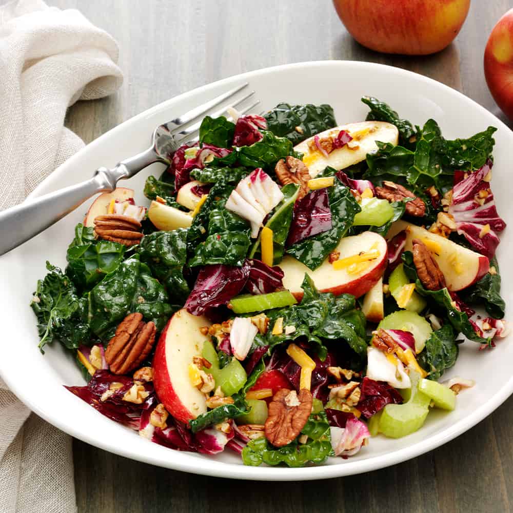 Maple-Dijon Kale and Apple Salad with Toasted Pecans
