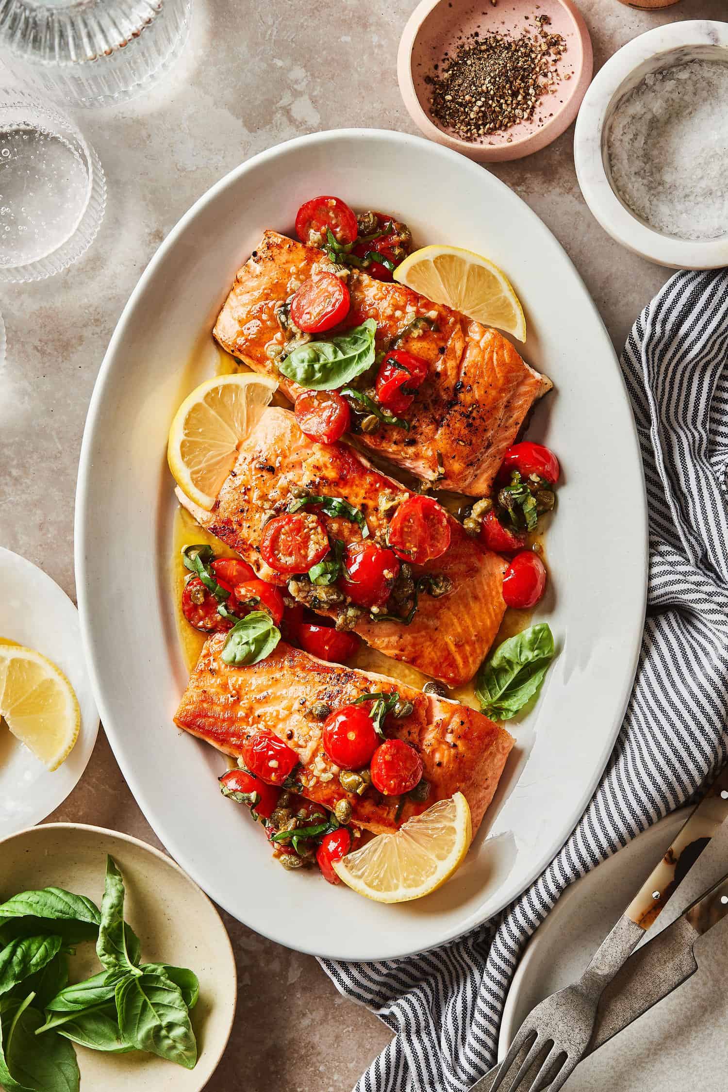 Grilled Lemon-Dill Salmon with Cherry Tomatoes