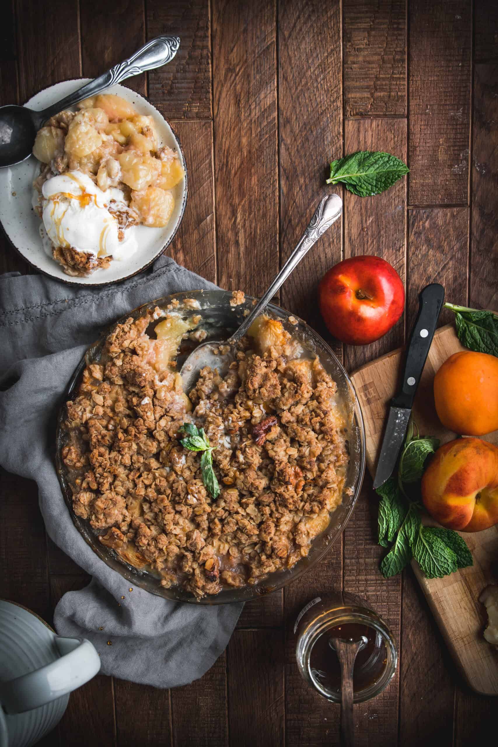 Bourbon-Peach Crisp with Oat Crumble