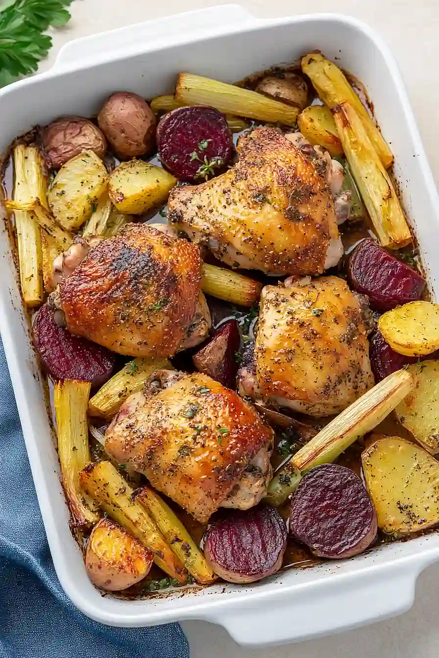 Balsamic-Roasted Chicken Thighs with Root Vegetables