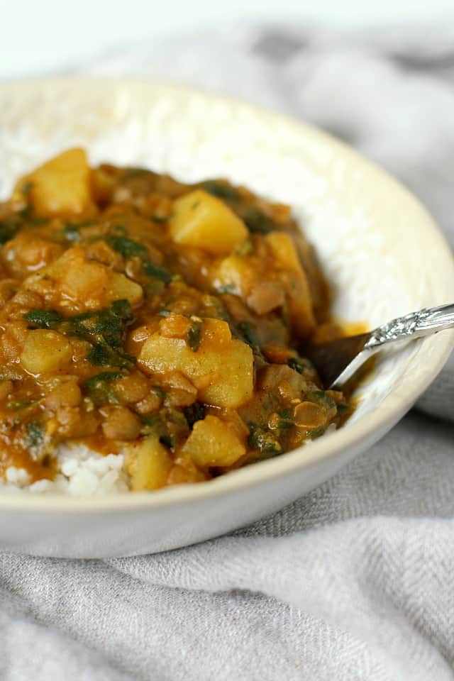 Simmered Lentil and Potato Curry with Mustard Oil