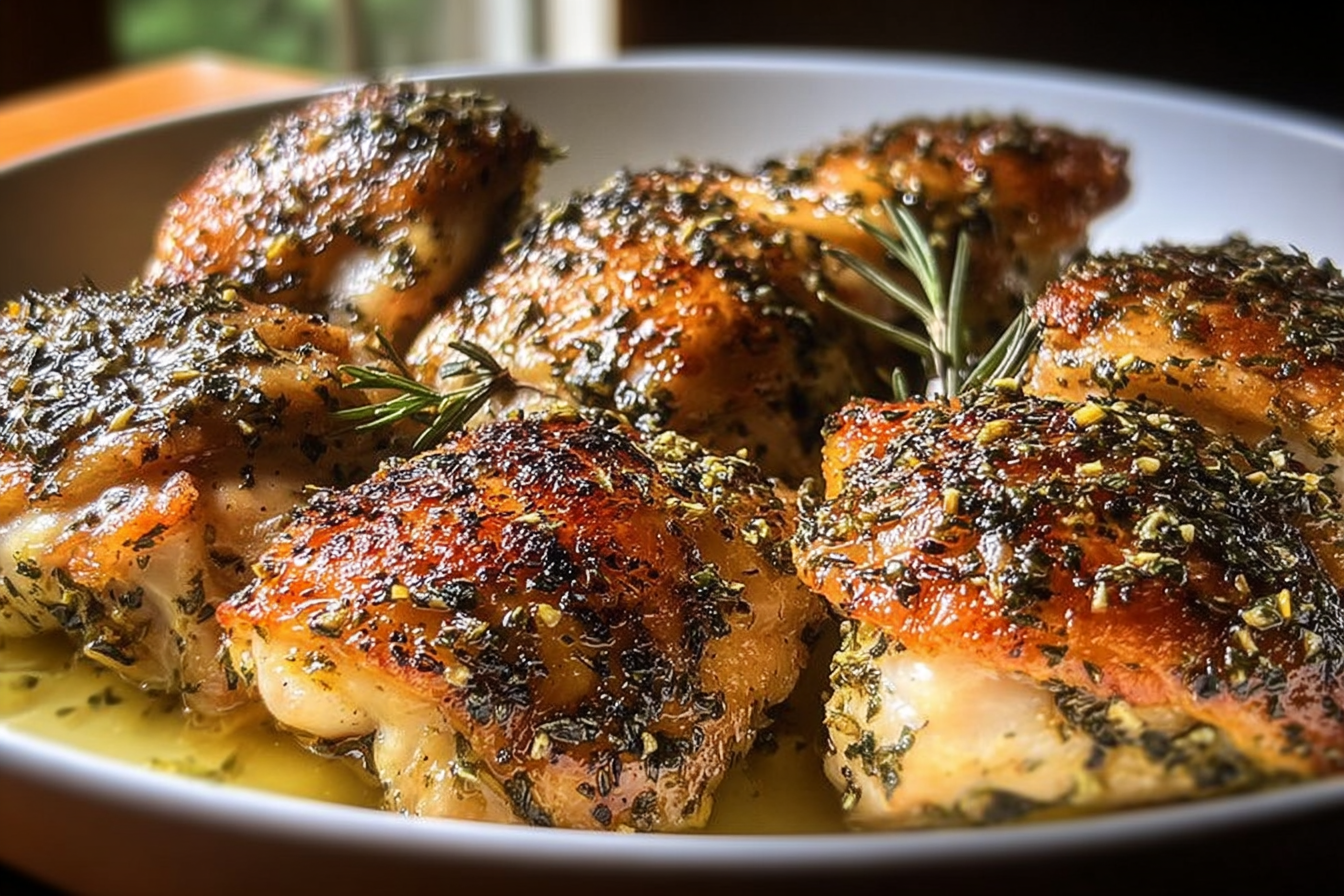 Spatchcocked Garlic Herb Chicken Thighs