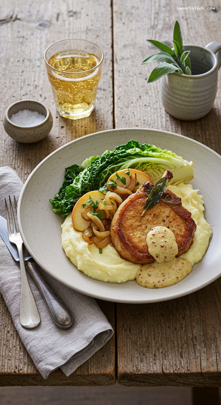 Sage-Roasted Pork Chops with Braised Apples