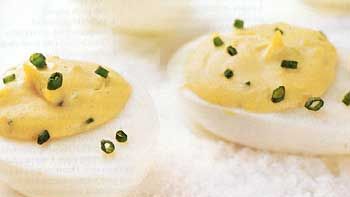 Sausage-Stuffed Eggs with Chive Crust