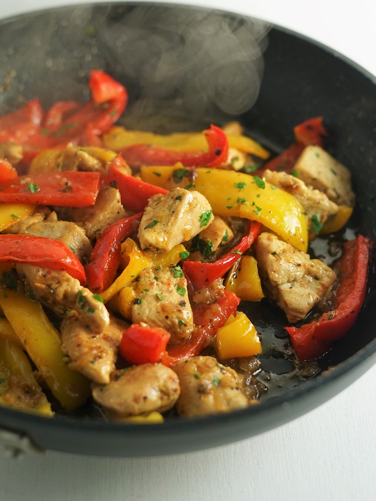 Sautéed Chicken with Plantains and Bell Peppers
