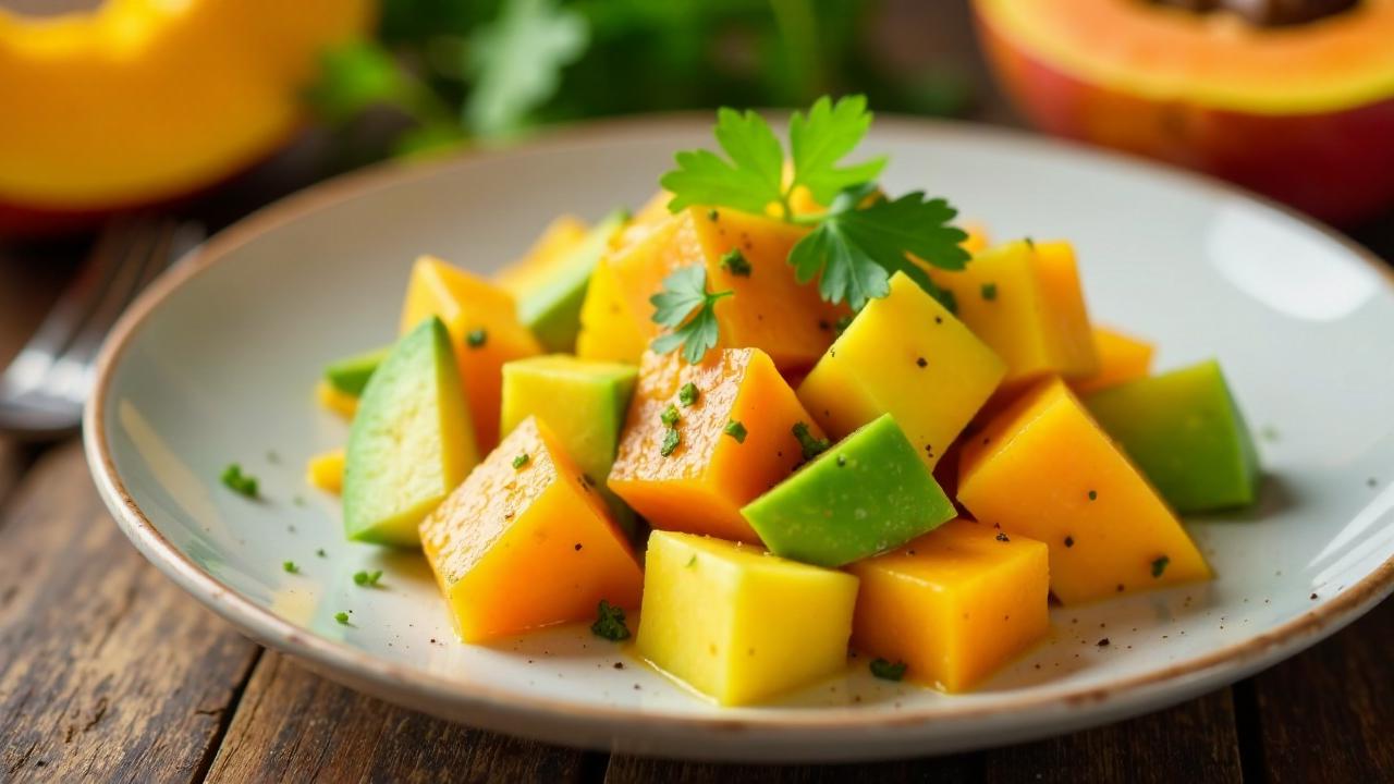 Mango-Papaya Salad with Lime-Cilantro Dressing