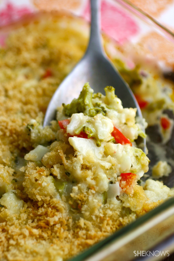 Cheesy Broccoli-Cauliflower Bake