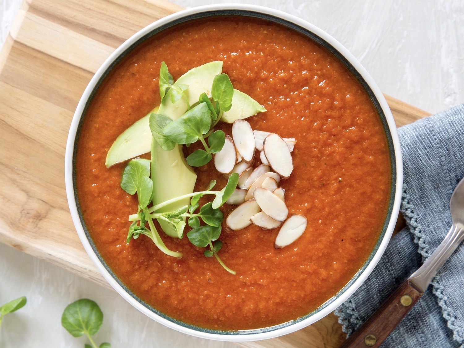 Herb-Infused Tomato Avocado Soup
