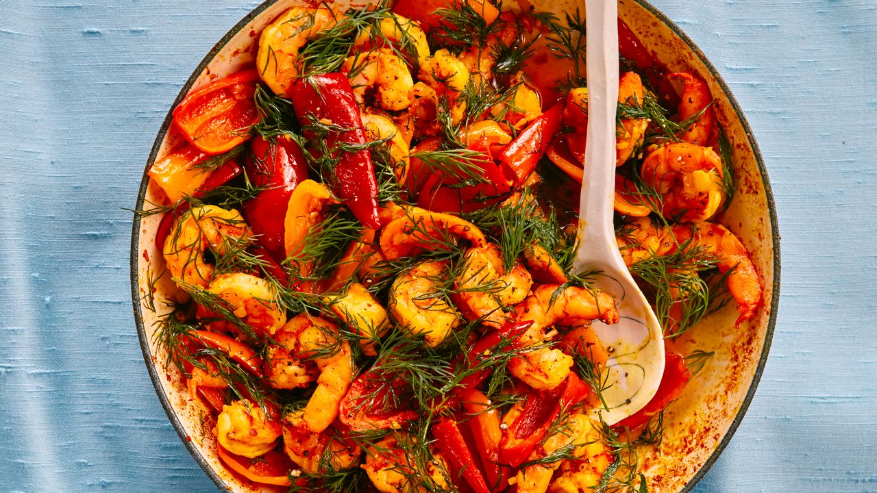 Saffron-Scented Shrimp with Dill