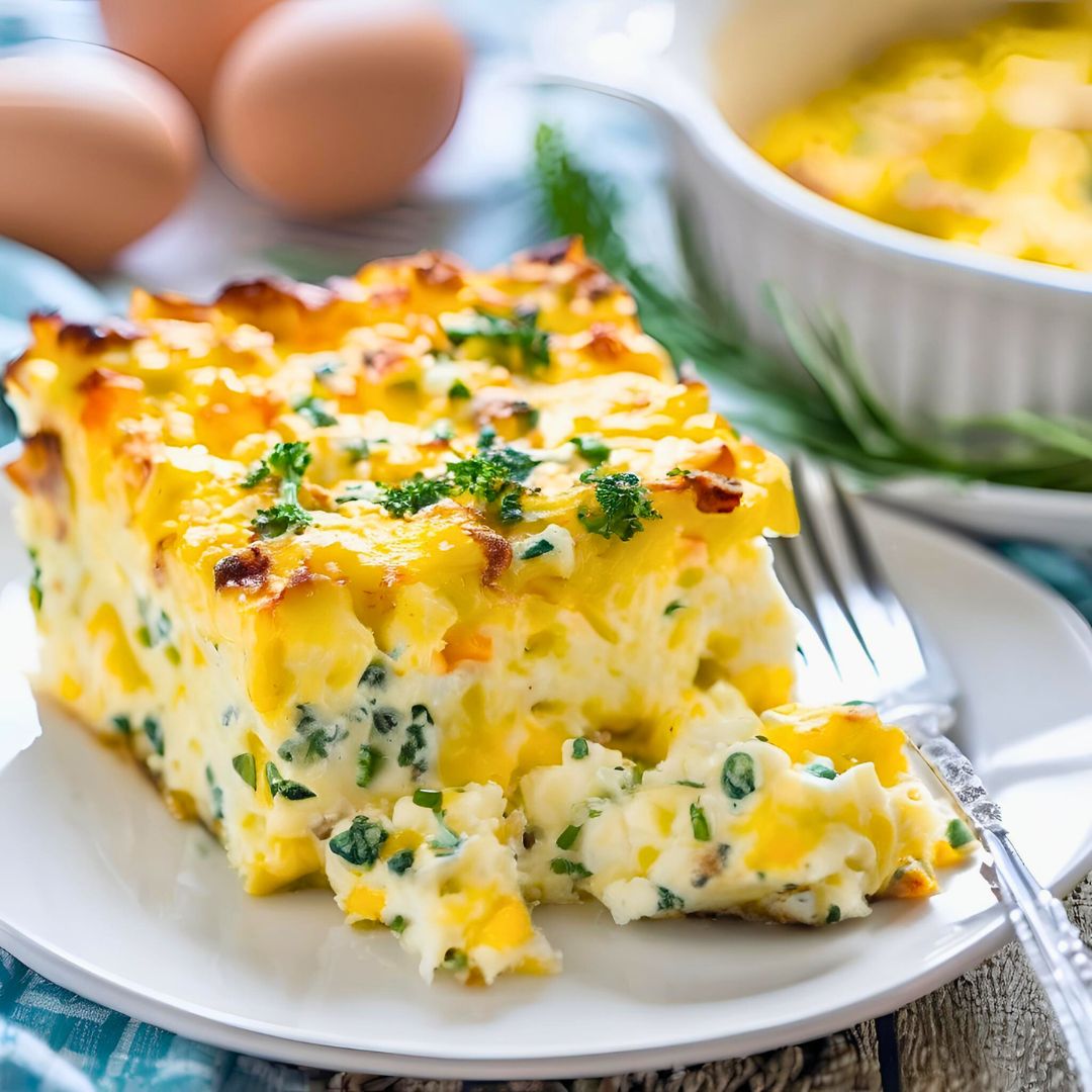 Herb and Cheese Baked Egg Casserole
