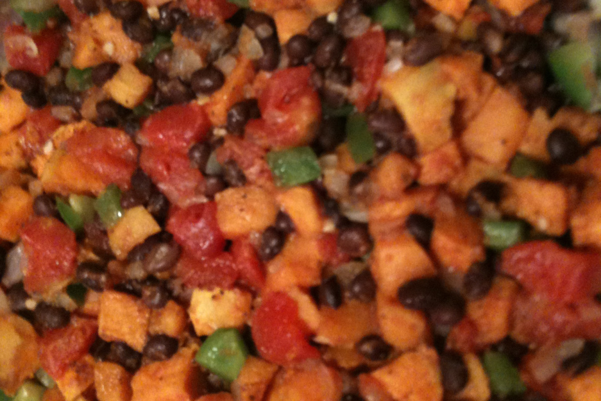 Sofrito-Infused Sweet Potato and Black Bean Enchiladas