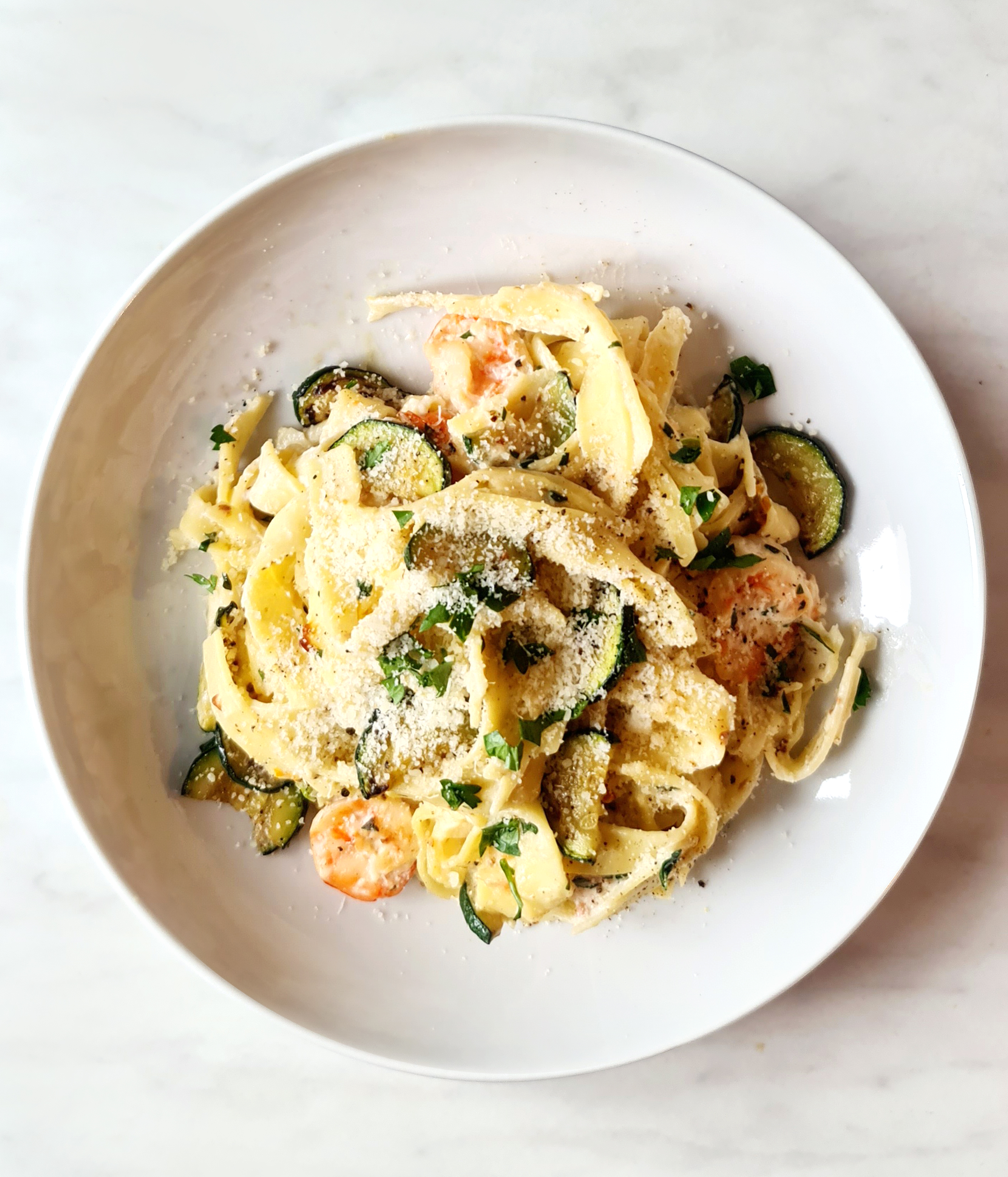 One-Pan Garlic Shrimp and Zucchini Pasta