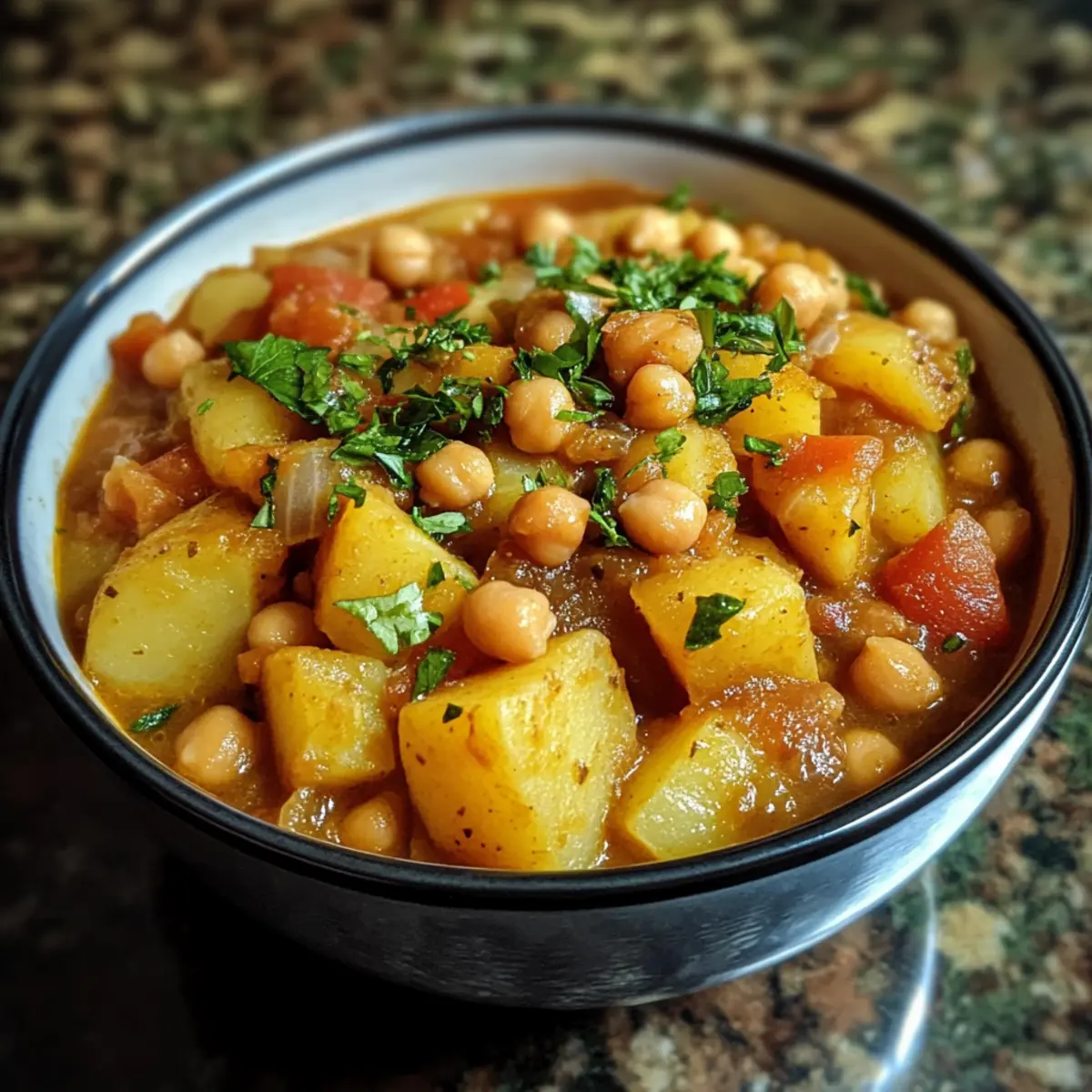 Slow-Cooked Potato and Chickpea Stew with Harissa