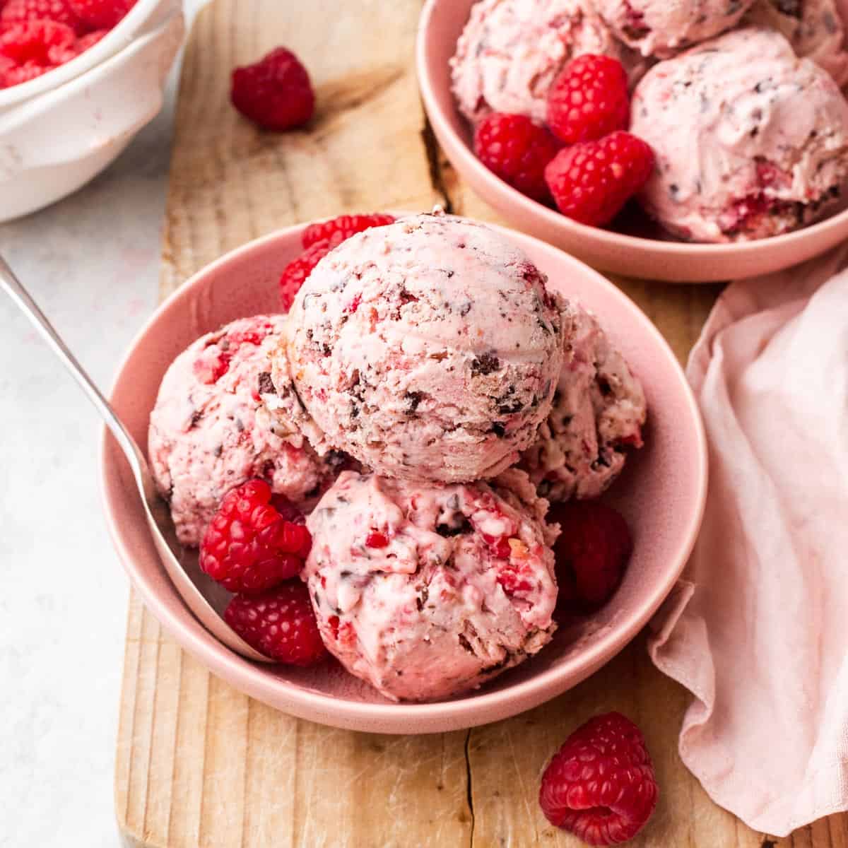 No-Churn Dark Chocolate and Raspberry Swirl Ice Cream