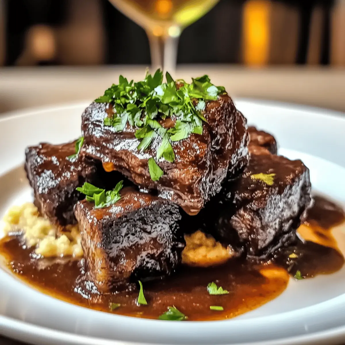 Red Wine-Infused Beef Short Ribs with Shallot Cream
