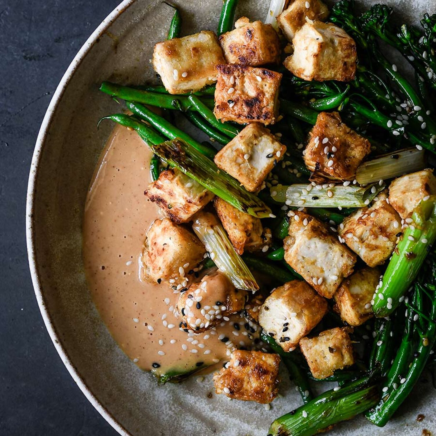Crispy Sesame Tofu with Peanut Sauce