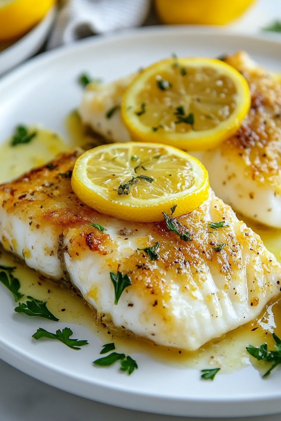 Baked Cod with Lemon-Butter Sauce and Fresh Herbs