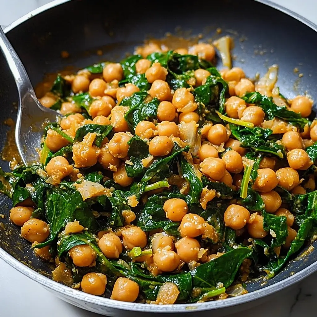 Chickpea and Spinach Stir-Fry with Ginger and Garlic