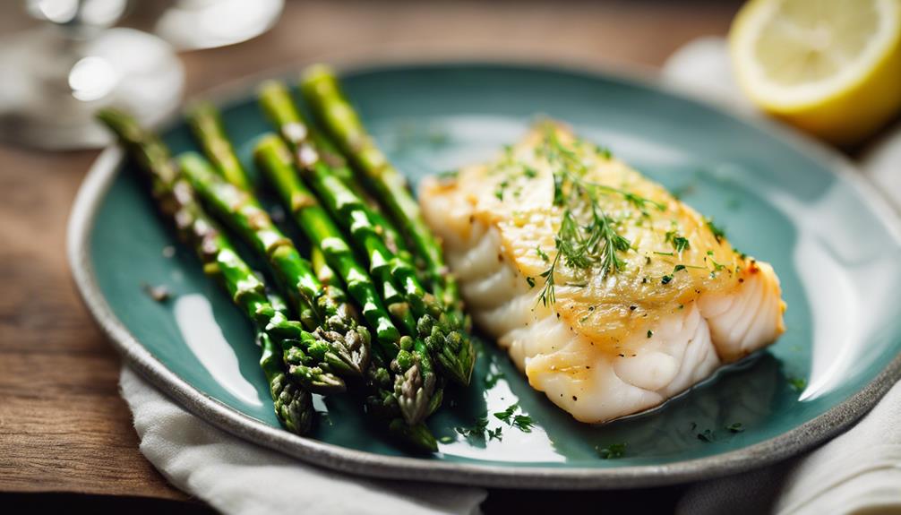 Lemon-Dill Cod with Sautéed Asparagus