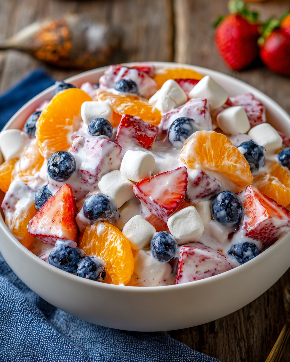Mixed Berry and Whipped Cream Fruit Salad