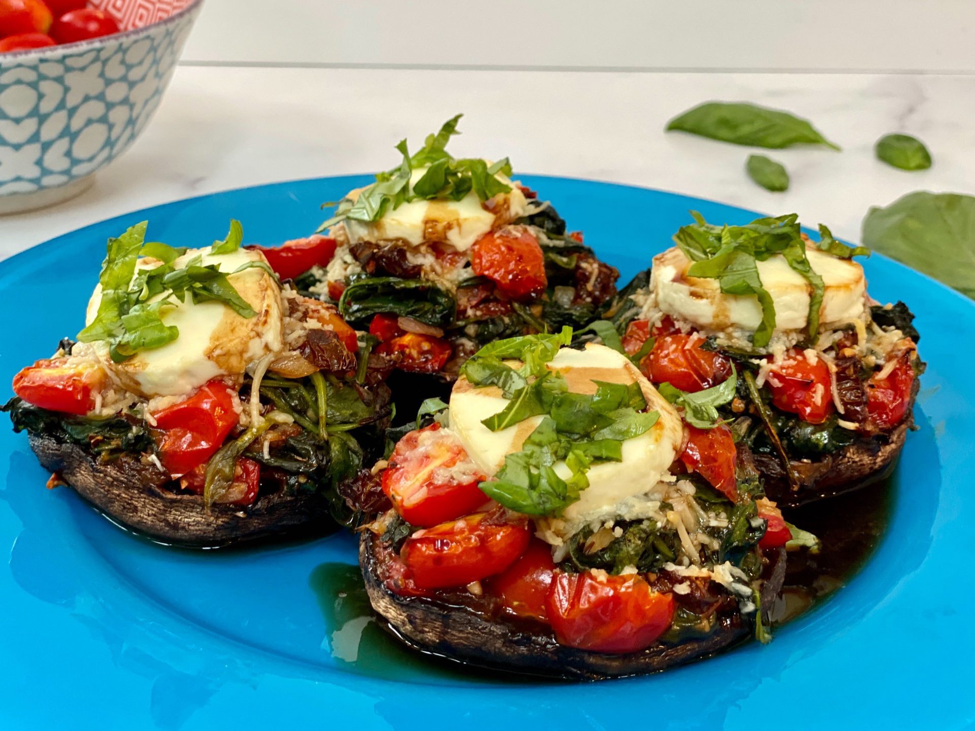 Roasted Portobello Mushrooms with Goat Cheese and Spinach