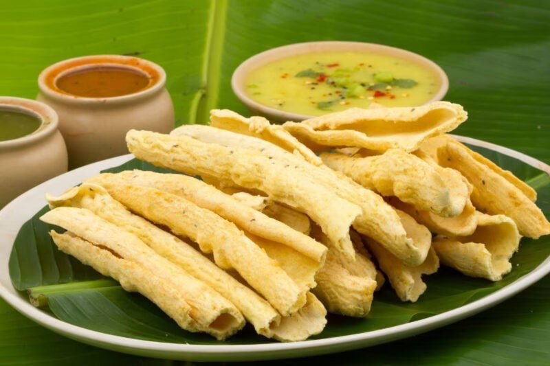 Crispy Fafda with Lemon Dip