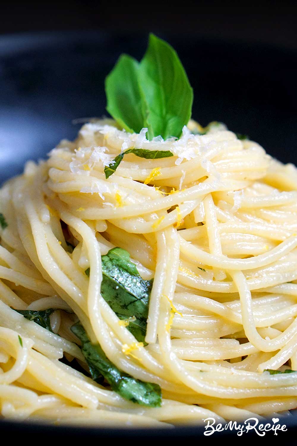 Basil-Parmesan Fettuccine with Lemon Zest